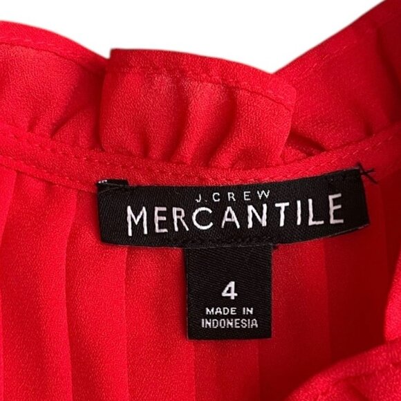 J. Crew Mercantile Burnt Red Orange Long Sleeve Blouse Pintuck Pleats Size 4 - Picture 6 of 12